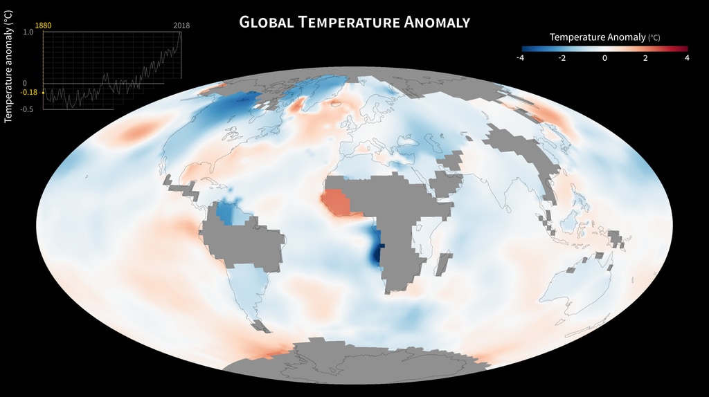 Visualização de anomalias de temperatura global