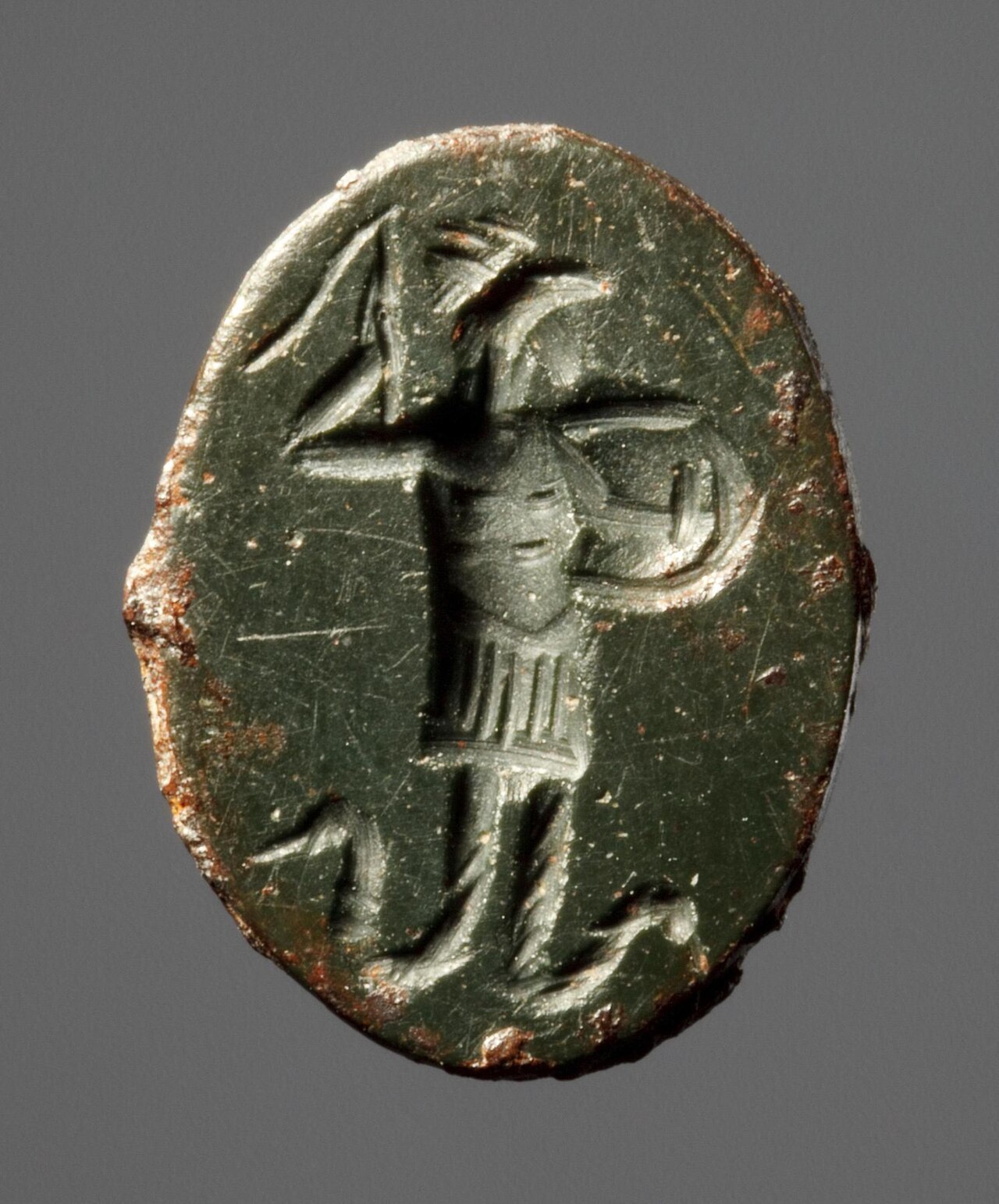 Ancient gem with Abraxas figure