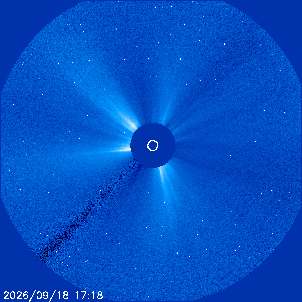 Imagem LASCO C3 do SOHO mostrando a coroa solar