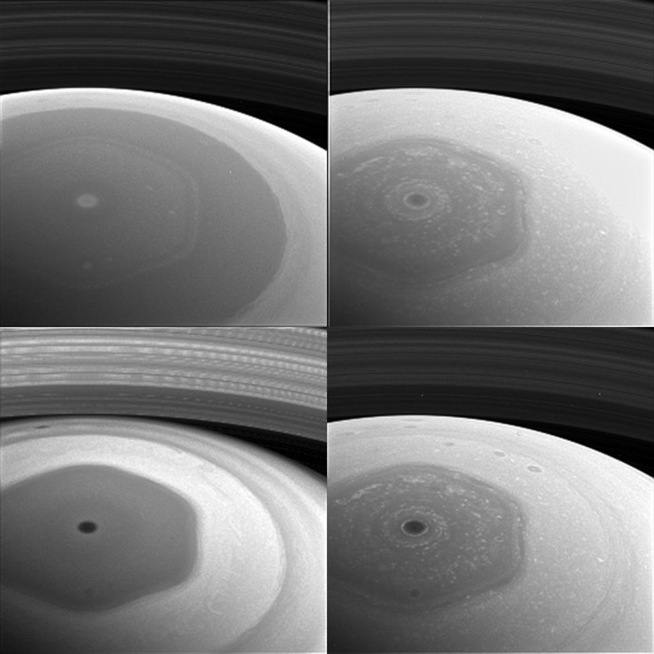 Hexágono polar de Saturno observado pela Cassini